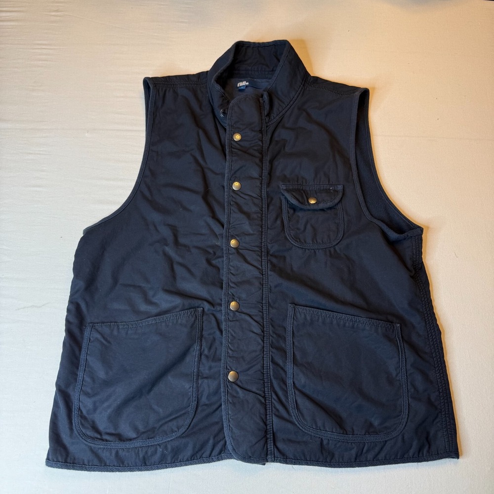 Atelier and Repairs Vest Mens Large Blue Full Zip Upcycled Made In USA